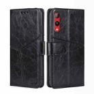 For Rakuten Hand 4G Geometric Stitching Flip Leather Phone Case(Black) - 1