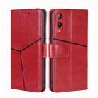 For Rakuten Hand 4G Geometric Stitching Flip Leather Phone Case(Red) - 1