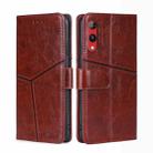 For Rakuten Hand 4G Geometric Stitching Flip Leather Phone Case(Dark Brown) - 1