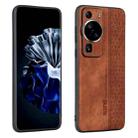 For Huawei P60 / P60 Pro AZNS 3D Embossed Skin Feel Phone Case(Brown) - 1