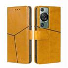 For Huawei P60 / P60 Pro Geometric Stitching Flip Leather Phone Case(Yellow) - 1