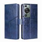 For Huawei P60 / P60 Pro Geometric Stitching Flip Leather Phone Case(Blue) - 1