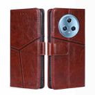 For Honor Magic5 Geometric Stitching Flip Leather Phone Case(Dark Brown) - 1