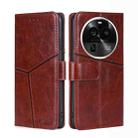 For OPPO Find X6 Pro 5G Geometric Stitching Flip Leather Phone Case(Dark Brown) - 1