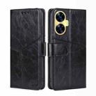 For Realme C55 4G Geometric Stitching Flip Leather Phone Case(Black) - 1