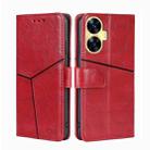 For Realme C55 4G Geometric Stitching Flip Leather Phone Case(Red) - 1