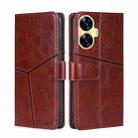 For Realme C55 4G Geometric Stitching Flip Leather Phone Case(Dark Brown) - 1
