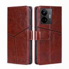 For Realme GT Neo 5 / GT3 / GT Neo 5 240W Geometric Stitching Flip Leather Phone Case(Dark Brown) - 1