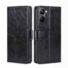 For Realme V30 5G / V30t Geometric Stitching Flip Leather Phone Case(Black) - 1