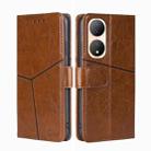 For vivo Y100 5G Geometric Stitching Flip Leather Phone Case(Light Brown) - 1