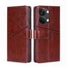 For OnePlus Ace 2V 5G Geometric Stitching Flip Leather Phone Case(Dark Brown) - 1