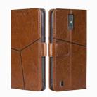 For ZTE Blade A32 Geometric Stitching Flip Leather Phone Case(Light Brown) - 1