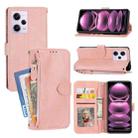 For Redmi Note 12 5G Global Oil Skin Zipper Wallet Leather Phone Case(Pink) - 1