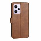 For Redmi Note 12 Pro 5G Global Oil Skin Zipper Wallet Leather Phone Case(Brown) - 3