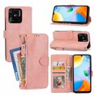 For Xiaomi Redmi 12C Oil Skin Zipper Wallet Leather Phone Case(Pink) - 1