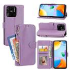 For Xiaomi Redmi 12C Oil Skin Zipper Wallet Leather Phone Case(Purple) - 1