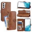 For Samsung Galaxy S23 5G Oil Skin Zipper Wallet Leather Phone Case(Brown) - 1