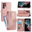 For Samsung Galaxy S23 Ultra 5G Oil Skin Zipper Wallet Leather Phone Case(Rose Gold) - 1