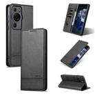 For Huawei P60 / P60 Pro AZNS Magnetic Calf Texture Flip Leather Phone Case(Black) - 1