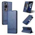 For Huawei P60 / P60 Pro AZNS Magnetic Calf Texture Flip Leather Phone Case(Dark Blue) - 1