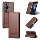 For Huawei P60 / P60 Pro AZNS Magnetic Calf Texture Flip Leather Phone Case(Dark Brown) - 1