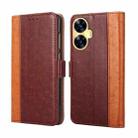 For Realme C55 Ostrich Texture Flip Leather Phone Case(Brown) - 1