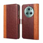 For Honor Magic5 Pro Ostrich Texture Flip Leather Phone Case(Brown) - 1