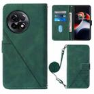 For OnePlus Ace 2 5G / 11R 5G Crossbody 3D Embossed Flip Leather Phone Case(Dark Green) - 1