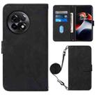 For OnePlus Ace 2 5G / 11R 5G Crossbody 3D Embossed Flip Leather Phone Case(Black) - 1