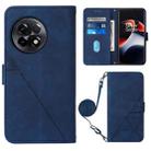 For OnePlus Ace 2 5G / 11R 5G Crossbody 3D Embossed Flip Leather Phone Case(Blue) - 1