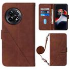 For OnePlus Ace 2 5G / 11R 5G Crossbody 3D Embossed Flip Leather Phone Case(Brown) - 1