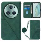 For Honor Magic5 Pro Crossbody 3D Embossed Flip Leather Phone Case(Dark Green) - 1