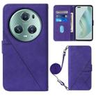 For Honor Magic5 Pro Crossbody 3D Embossed Flip Leather Phone Case(Purple) - 1