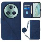 For Honor Magic5 Pro Crossbody 3D Embossed Flip Leather Phone Case(Blue) - 1