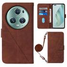 For Honor Magic5 Pro Crossbody 3D Embossed Flip Leather Phone Case(Brown) - 1