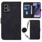 For Motorola Moto G Stylus 5G 2023 Crossbody 3D Embossed Flip Leather Phone Case(Black) - 1