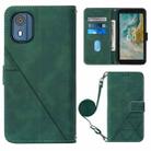 For Nokia C02 TA-1522 Crossbody 3D Embossed Flip Leather Phone Case(Dark Green) - 1