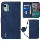 For Nokia C12 Crossbody 3D Embossed Flip Leather Phone Case(Blue) - 1