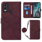 For Nokia C22 Crossbody 3D Embossed Flip Leather Phone Case(Wine Red) - 1