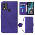 For Nokia C22 Crossbody 3D Embossed Flip Leather Phone Case(Purple) - 1