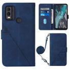 For Nokia C22 Crossbody 3D Embossed Flip Leather Phone Case(Blue) - 1