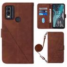 For Nokia C22 Crossbody 3D Embossed Flip Leather Phone Case(Brown) - 1