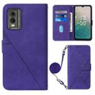 For Nokia C32 TA-1534 Crossbody 3D Embossed Flip Leather Phone Case(Purple) - 1