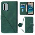 For Nokia G22 Crossbody 3D Embossed Flip Leather Phone Case(Dark Green) - 1