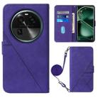 For OPPO Find X6 Crossbody 3D Embossed Flip Leather Phone Case(Purple) - 1