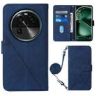 For OPPO Find X6 Crossbody 3D Embossed Flip Leather Phone Case(Blue) - 1