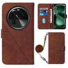 For OPPO Find X6 Crossbody 3D Embossed Flip Leather Phone Case(Brown) - 1