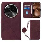 For OPPO Find X6 Pro Crossbody 3D Embossed Flip Leather Phone Case(Wine Red) - 1