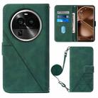 For OPPO Find X6 Pro Crossbody 3D Embossed Flip Leather Phone Case(Dark Green) - 1