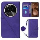 For OPPO Find X6 Pro Crossbody 3D Embossed Flip Leather Phone Case(Purple) - 1